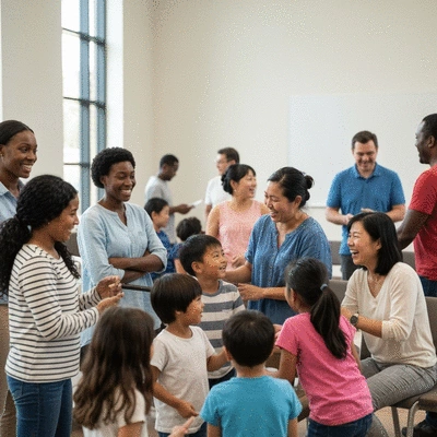 Diverse families engaging in a vibrant faith community in Dallas, Texas