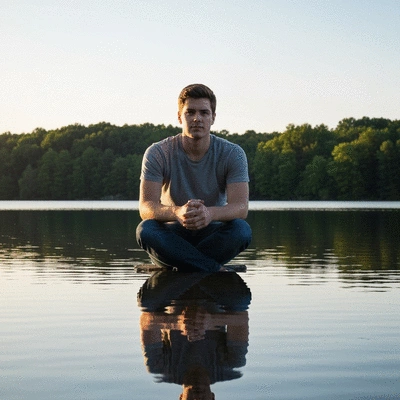 Person reflecting in a peaceful setting, symbolizing gratitude